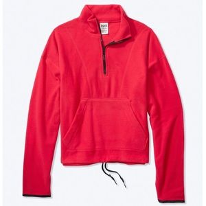 - 🎀New VS PINK red polar fleece qtr zip SZ (large)